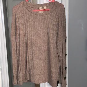 Tan button sleeve sweater